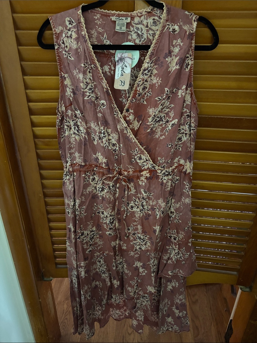 Lola P Dusty Rose Floral Wrap Maxi Dress